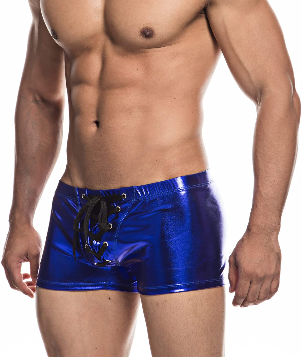 Faux Leather Metallic Swim Trunks | dmunderwear detail image 6