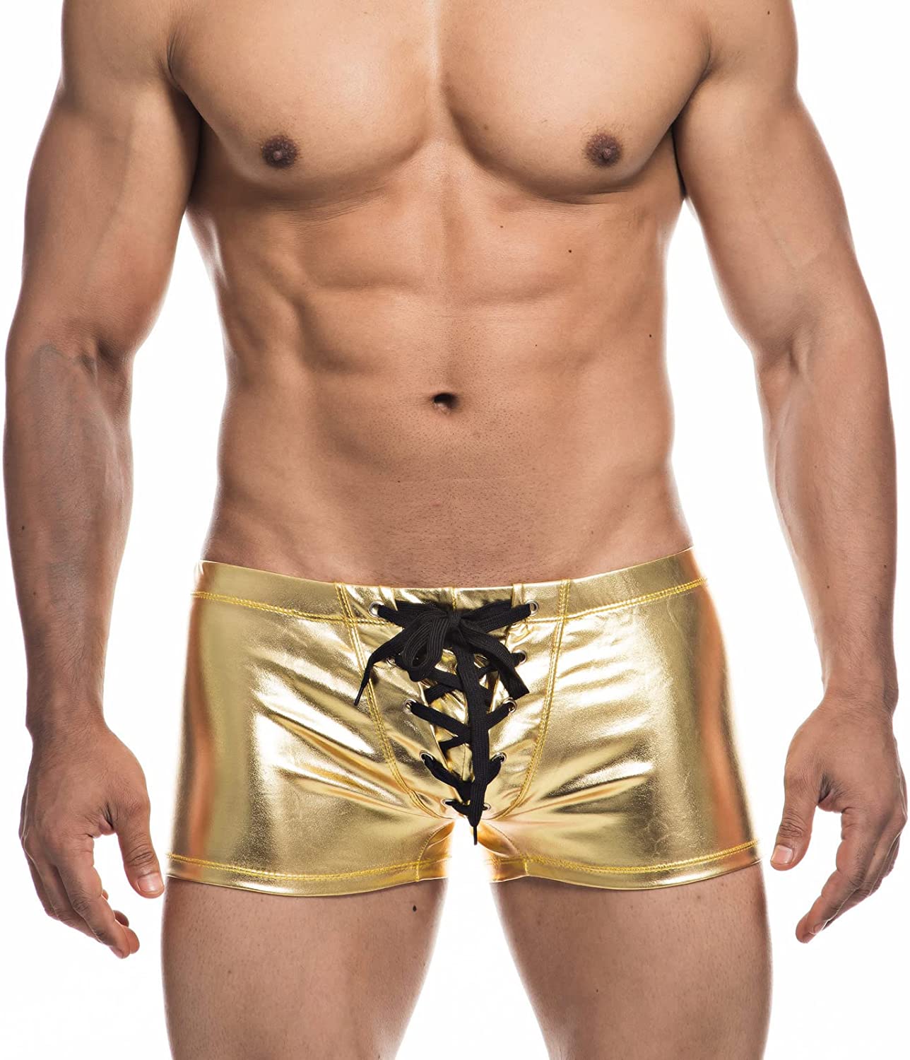 Faux Leather Metallic Swim Trunks | dmunderwear detail image 8