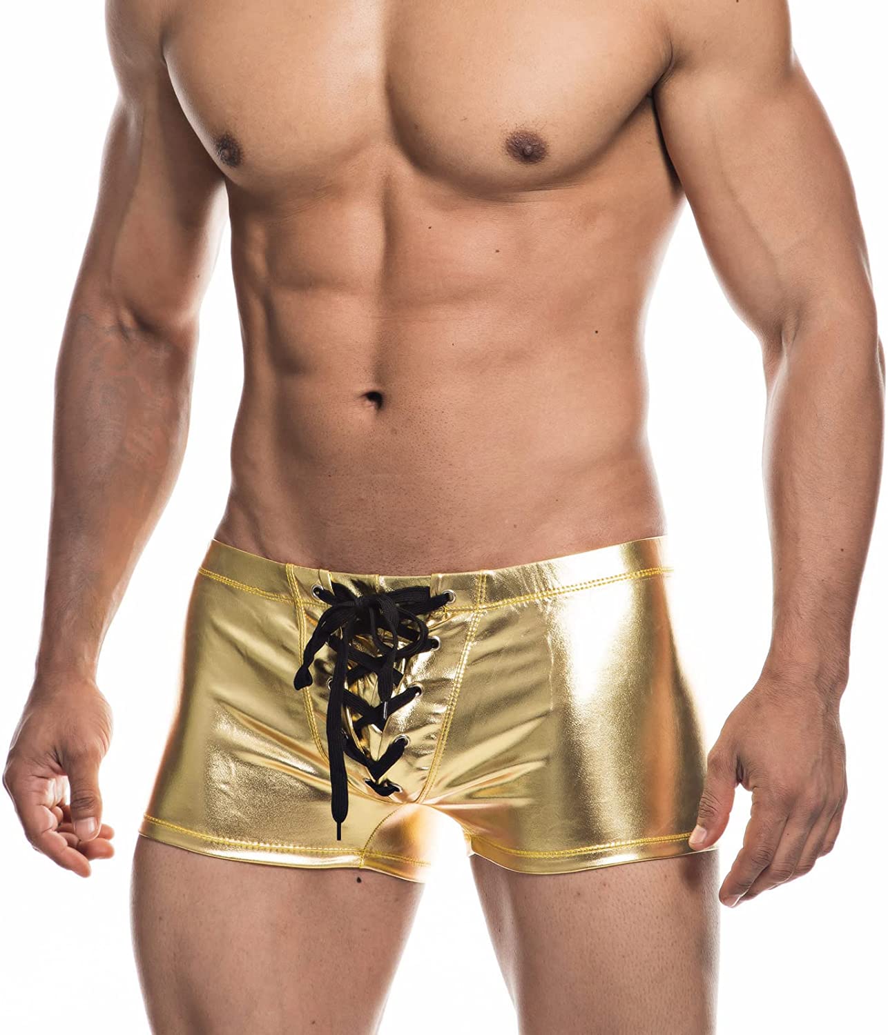 Faux Leather Metallic Swim Trunks | dmunderwear detail image 9