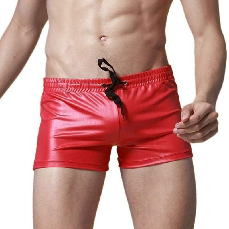 Faux Leather Swim Trunks | dmunderwear detail image 4