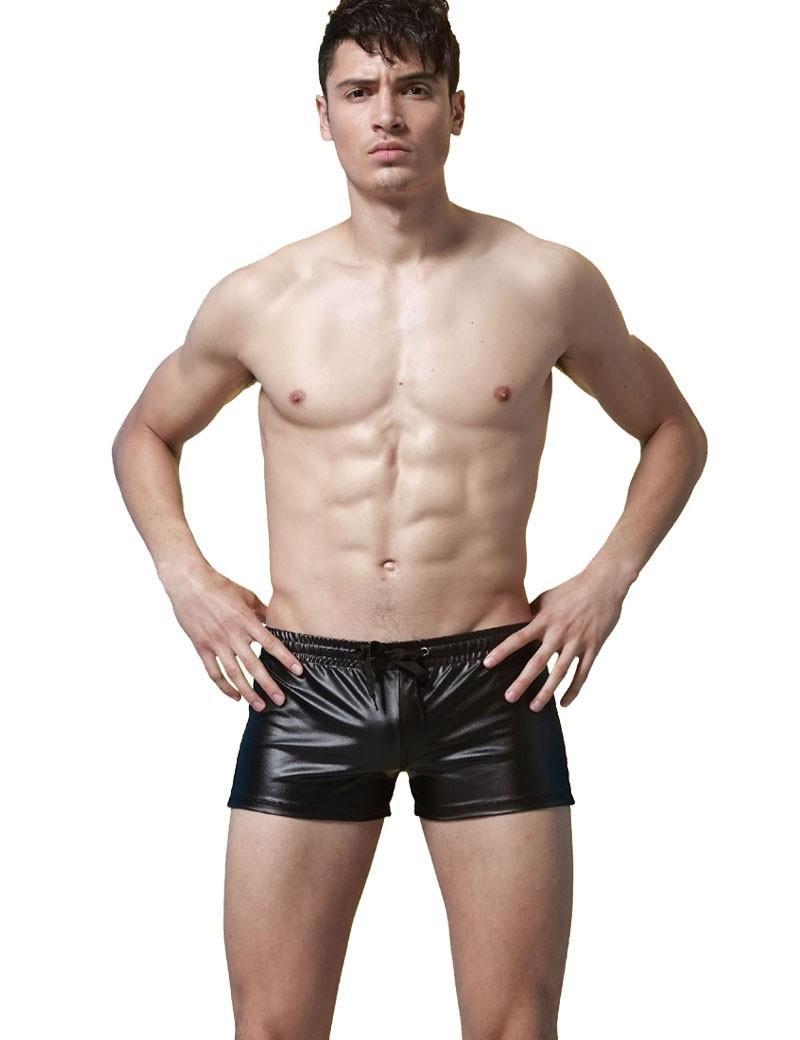 Faux Leather Swim Trunks | dmunderwear detail image 5