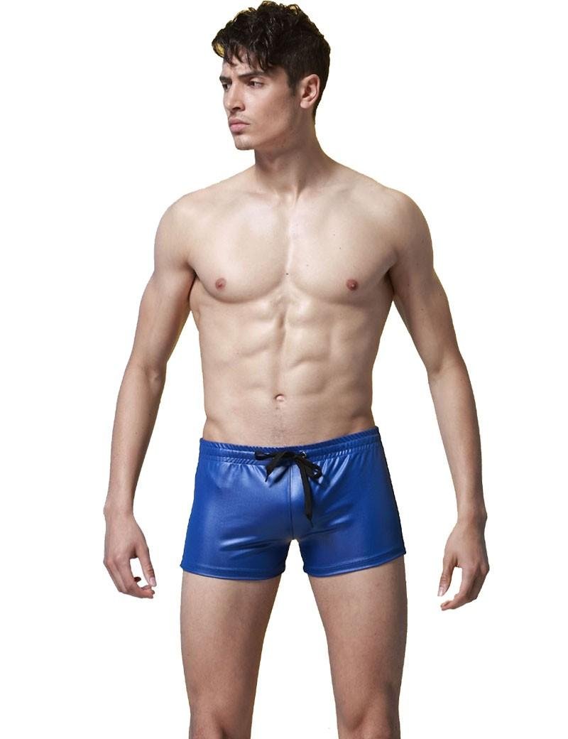 Faux Leather Swim Trunks | dmunderwear detail image 8