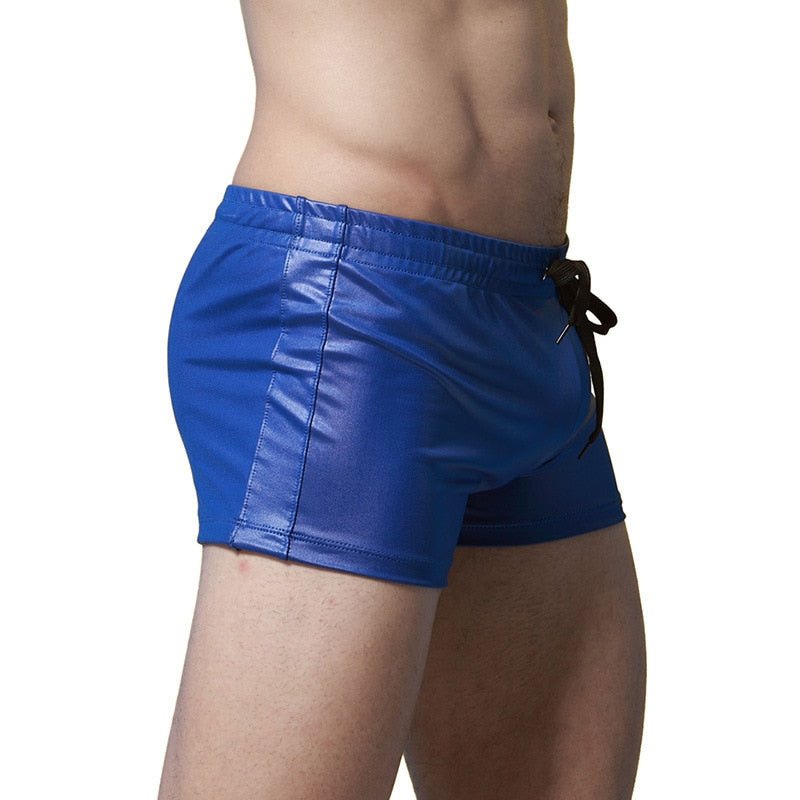 Faux Leather Swim Trunks | dmunderwear detail image 9
