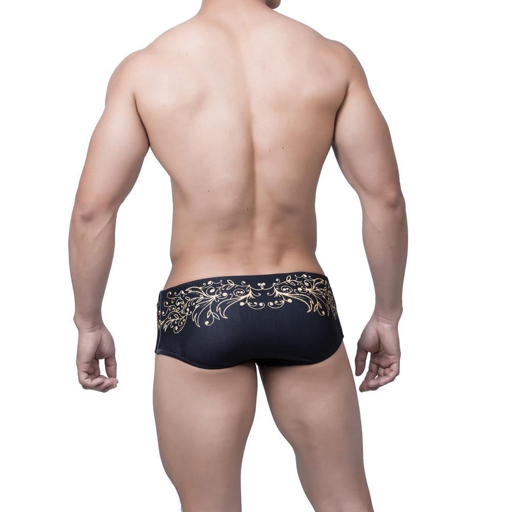 Fleur de Lis Square Cut Swim Trunks | dmunderwear detail image 3