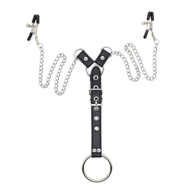 Gay Nipple Clamps With Chain And Cock Ring | dmunderwear variant image