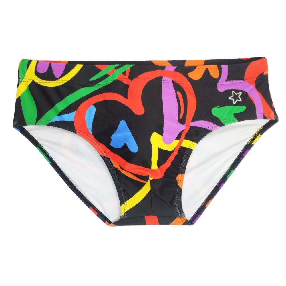 Graffiti Hearts Swim Briefs | dmunderwear detail image 4