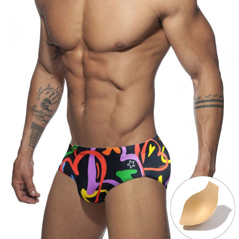 Graffiti Hearts Swim Briefs | dmunderwear detail image 6