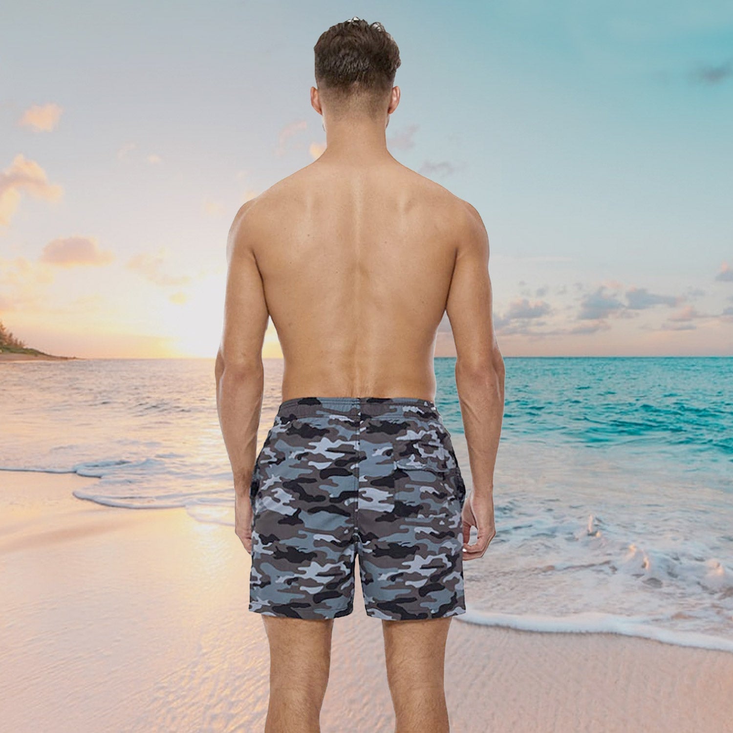 Grey Camo Board Shorts | dmunderwear detail image 2