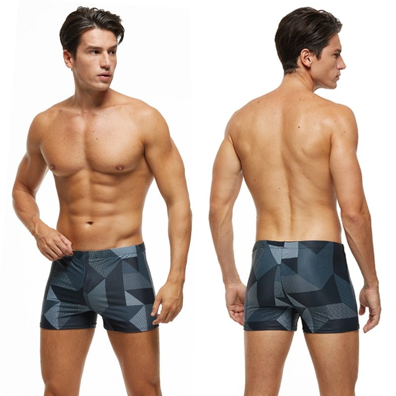 Grey Geometric Swim Trunks | dmunderwear detail image 3