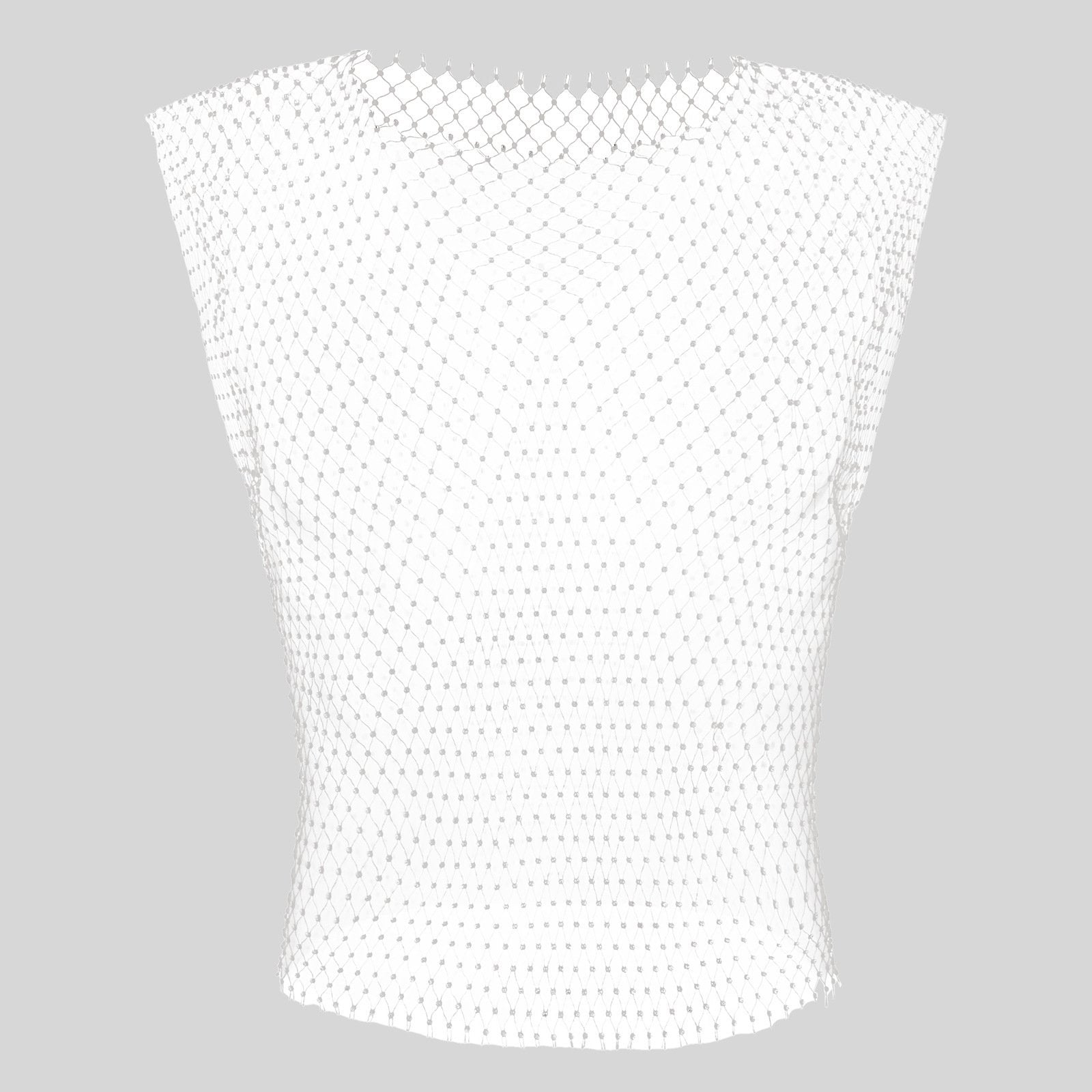 Hollow out fishnet beaded sleeveless square neck see through top | dmunderwear detail image 6
