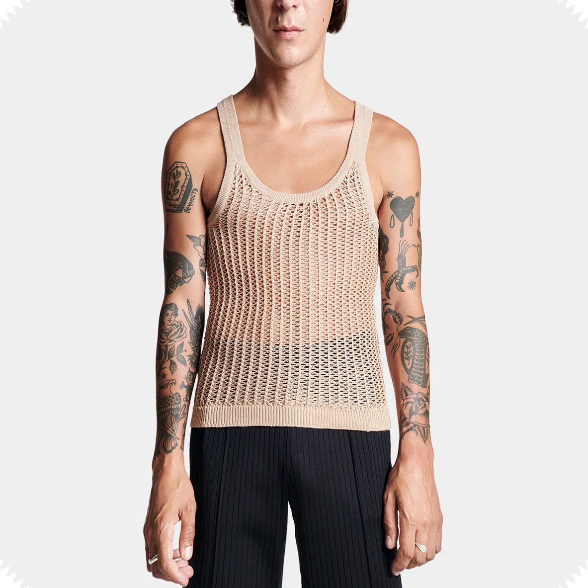 Hollow out see through u neck sleeveless crochet cami top | dmunderwear