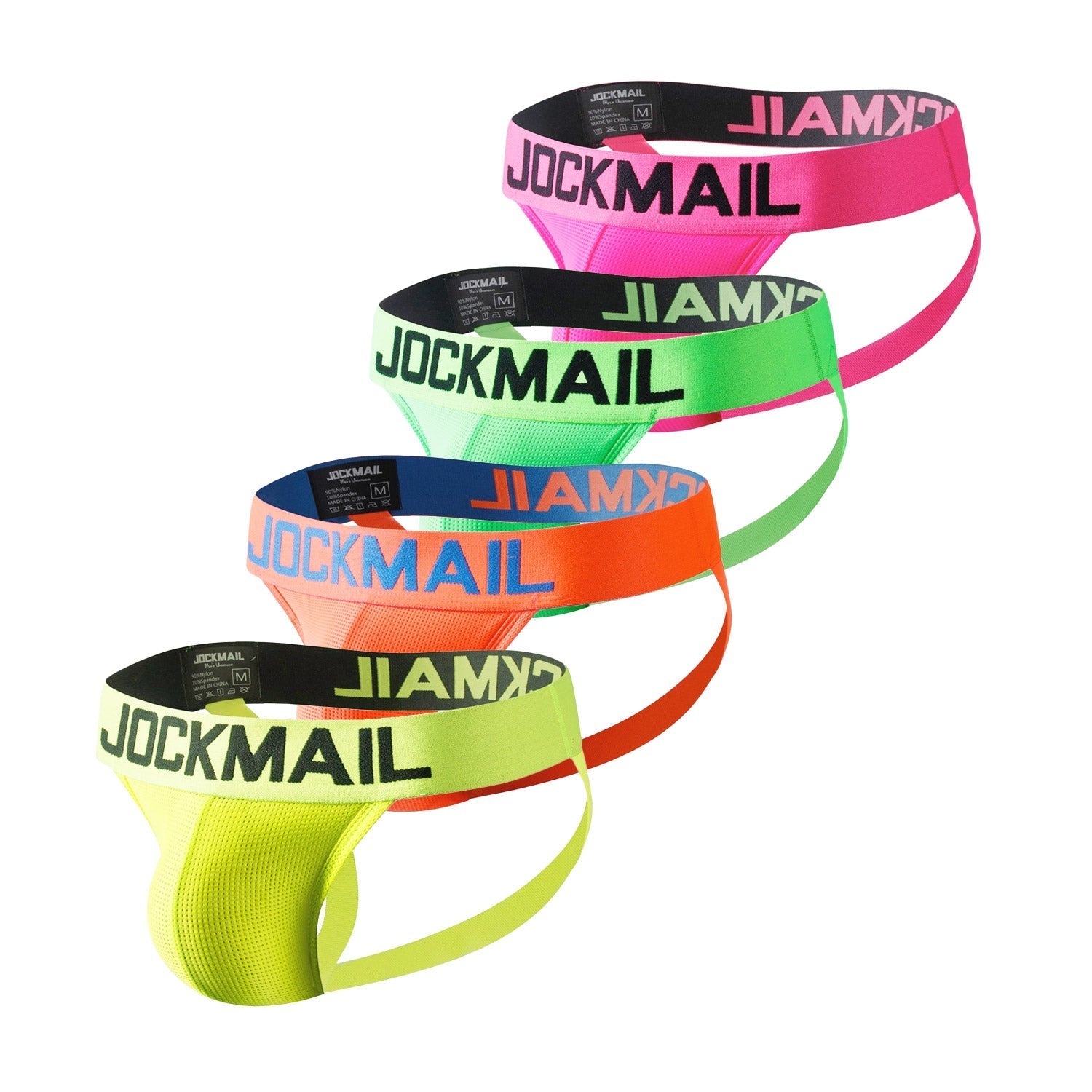 Jockmail Neon Mesh Jockstrap 4-Pack | dmunderwear