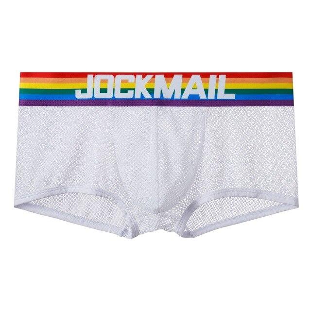 ORVLS Jockmail Rainbow Band Mesh Boxer Briefs | dmunderwear detail image 2