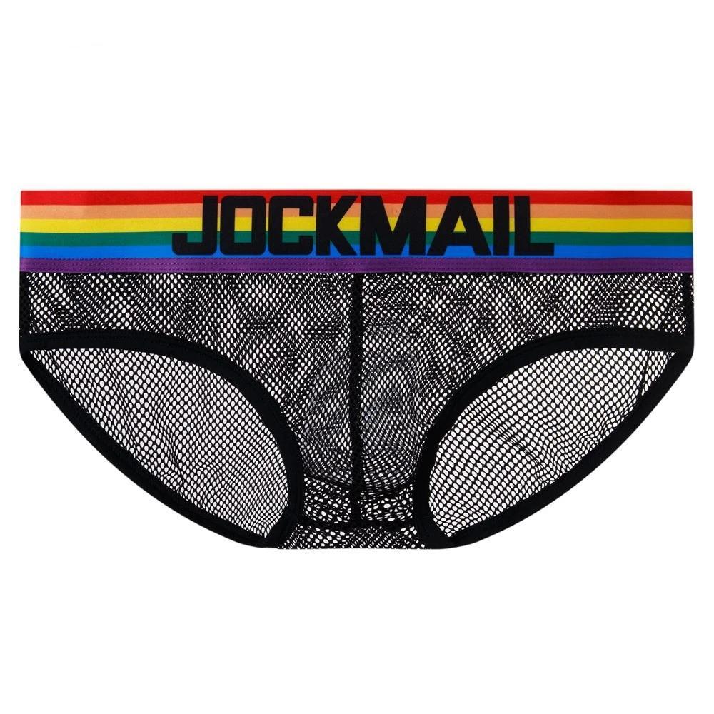Jockmail Rainbow Band Mesh Briefs | dmunderwear detail image 2