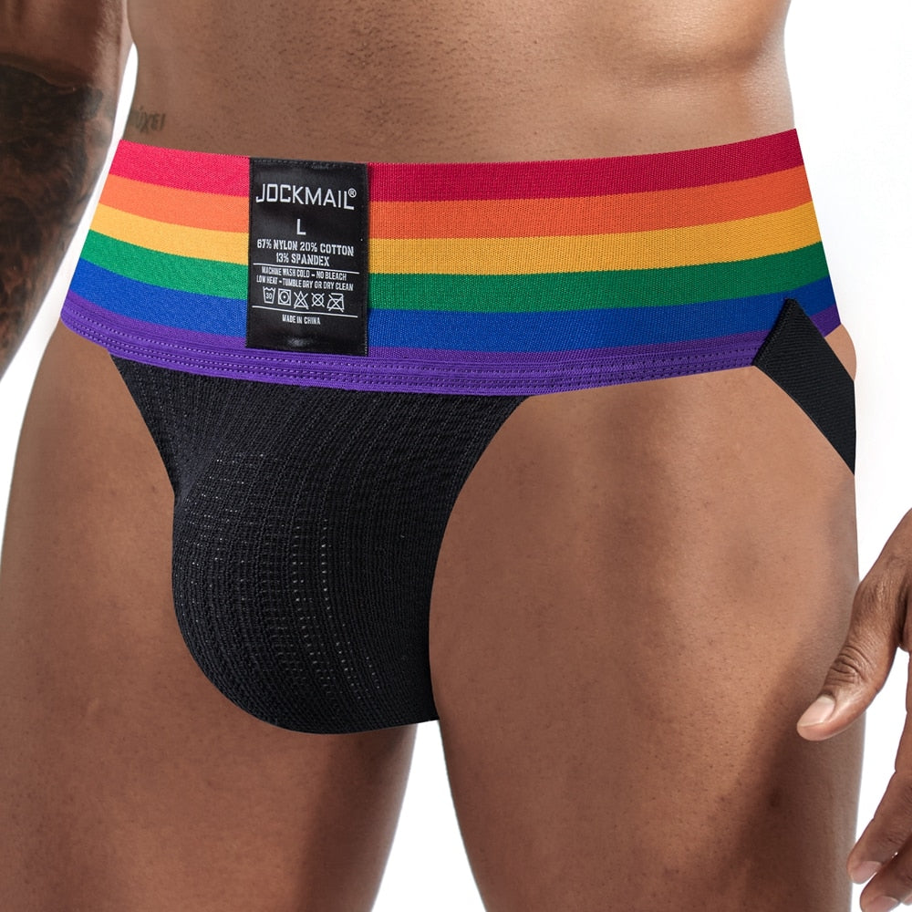 Jockmail Rainbow Pride Jockstrap | dmunderwear detail image 2