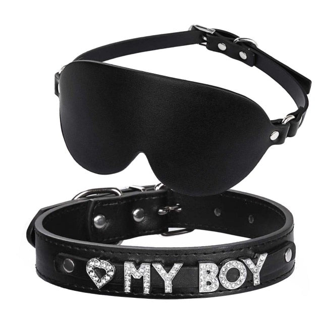 Kinky Eye Mask Blindfold + Collar Choker | dmunderwear variant image