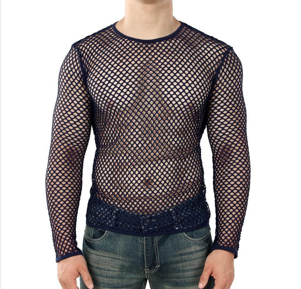 Long sleeve crewneck hollow out see through top | dmunderwear