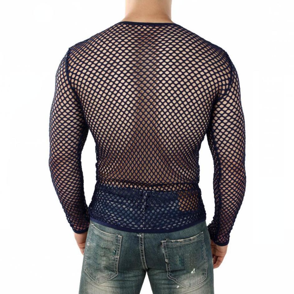 Long sleeve crewneck hollow out see through top | dmunderwear detail image 3