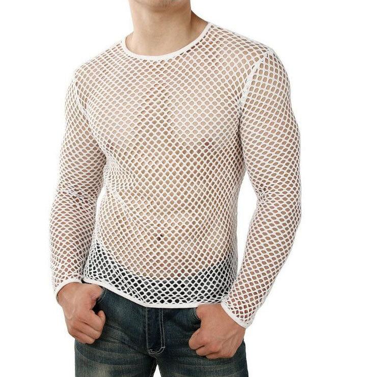 Long sleeve crewneck hollow out see through top | dmunderwear detail image 4