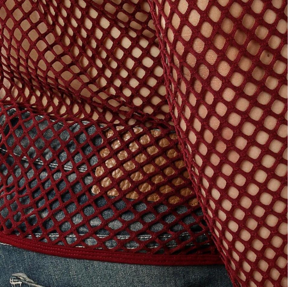 Long sleeve crewneck hollow out see through top | dmunderwear detail image 7