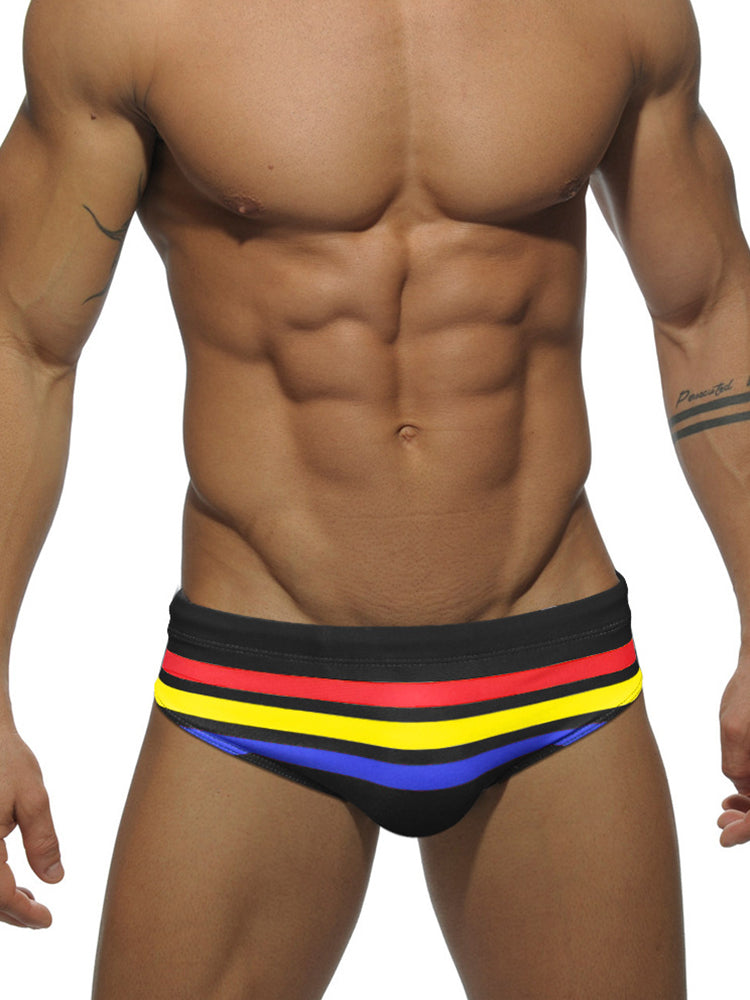 Men's 4-Way Stretch Perfect Fit Colorful Striped Swim Briefs | dmunderwear detail image 17