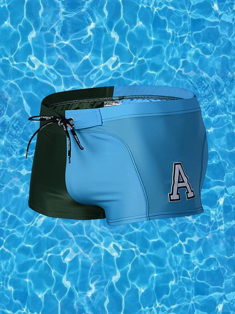 Men's Anti-Odor Bold Prints Stretch Fit Color-Blocked Swim Trunks | dmunderwear detail image 1