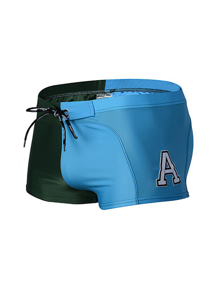 Men's Anti-Odor Bold Prints Stretch Fit Color-Blocked Swim Trunks | dmunderwear variant image