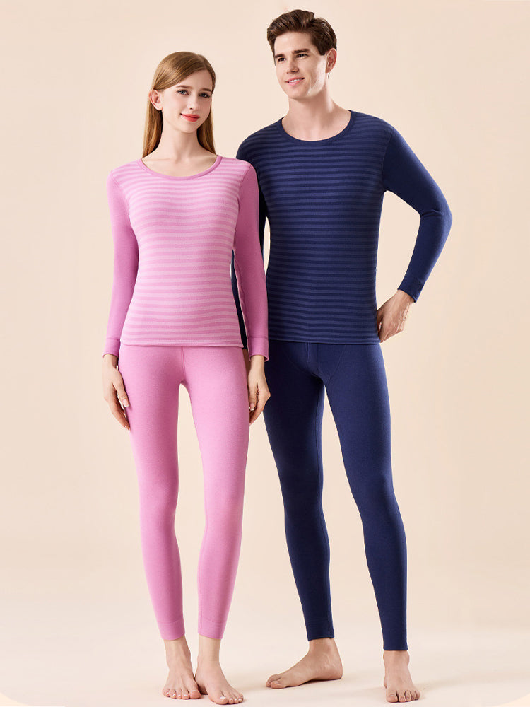 Men's Antibacterial Thickened Brushed Slimming Horizontal Stripe Design Thermal Sets | dmunderwear detail image 14