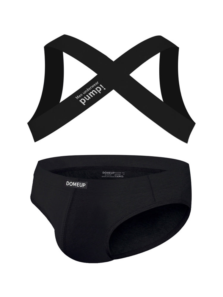 Men's Athletic High-Elasticity Compression Activewear Shoulder Strap & Underwear | dmunderwear detail image 1