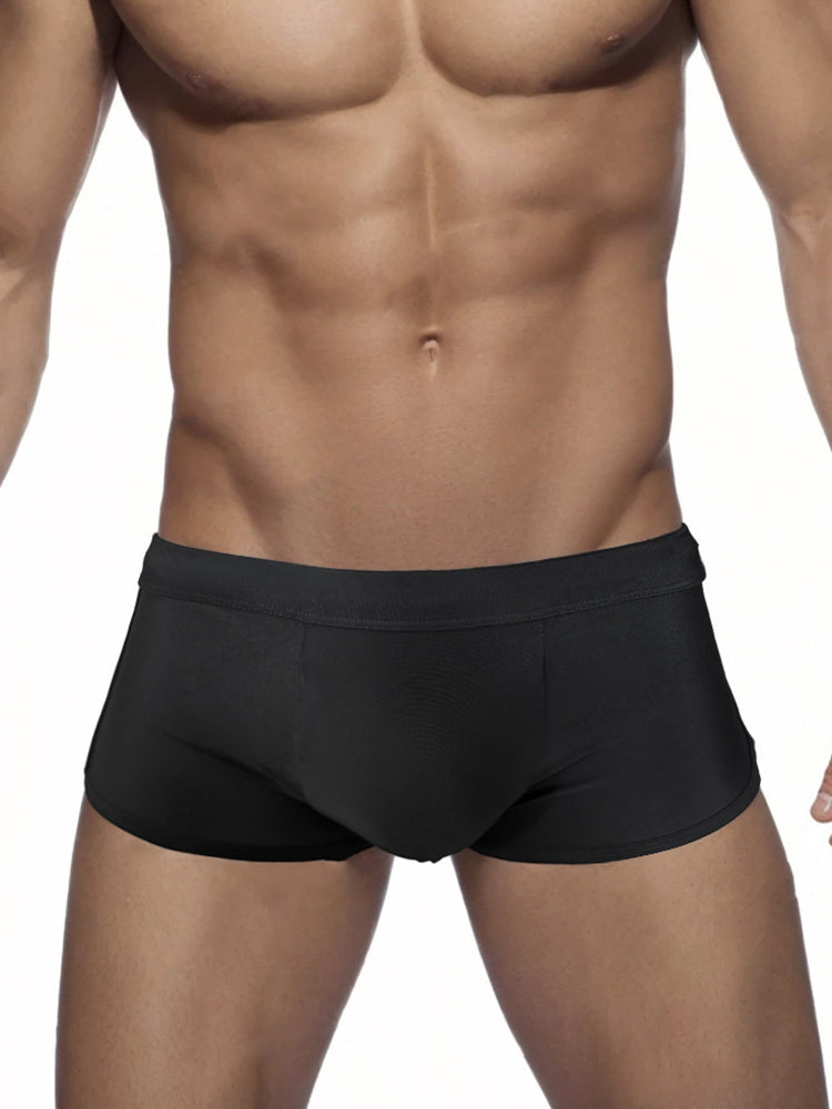Men's Black Sheer Mesh Expanded Pouch Swim Shorts & Trunks | dmunderwear variant image