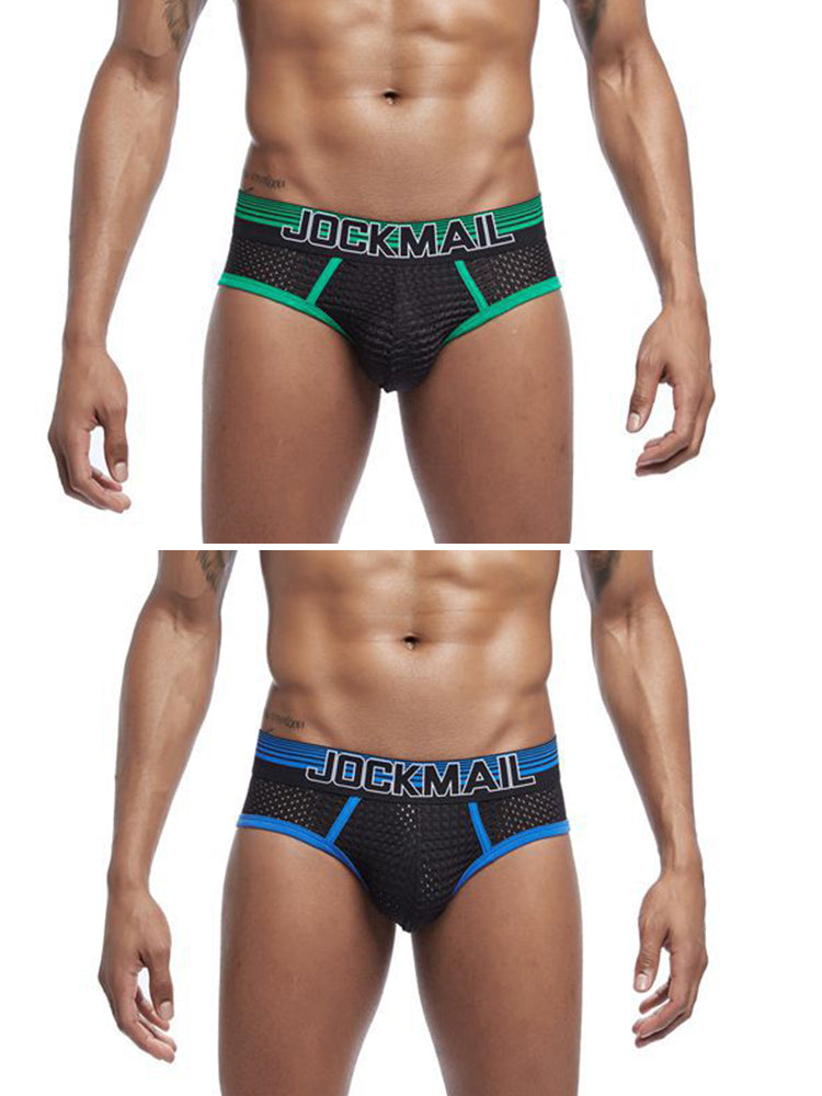 2 Pack Men's Breathable Mesh Luminous U-Pouch Briefs | dmunderwear variant image