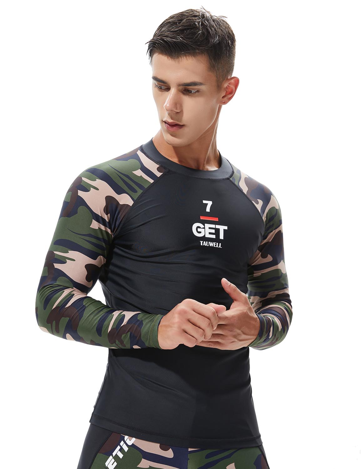 Camouflage Rash Guard Surfing Shirt 8802 | dmunderwear detail image 3
