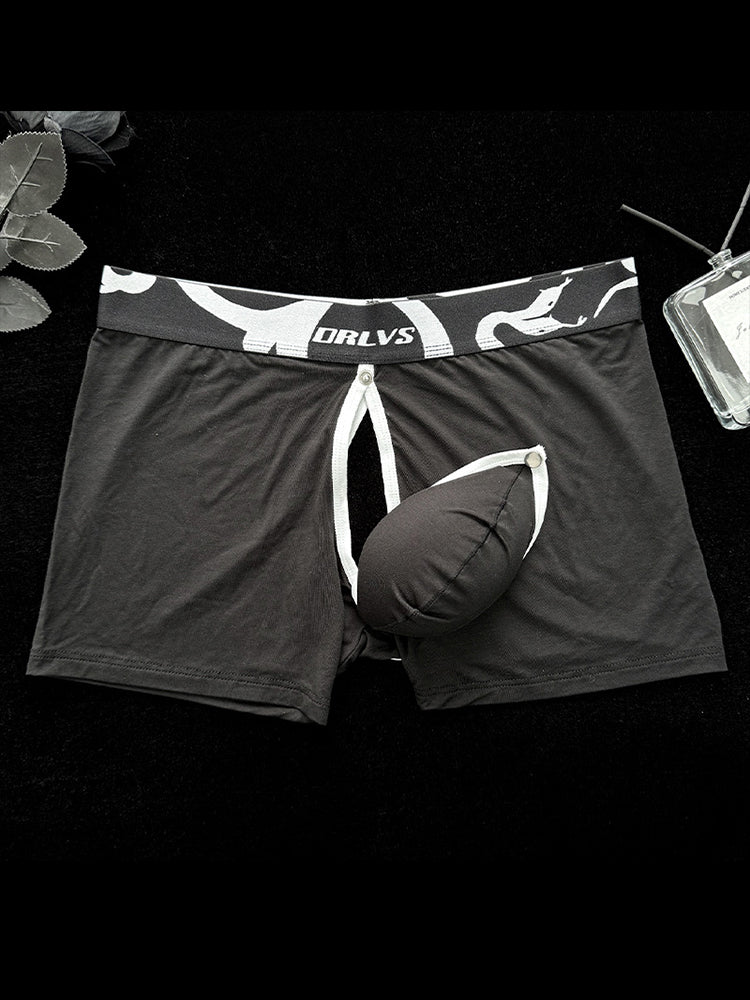 Men's Detachable Pouch Easy-Access Open Fly Modal Split-Crotch Boxers Briefs | dmunderwear detail image 10