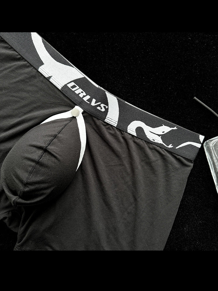 Men's Detachable Pouch Easy-Access Open Fly Modal Split-Crotch Boxers Briefs | dmunderwear detail image 12