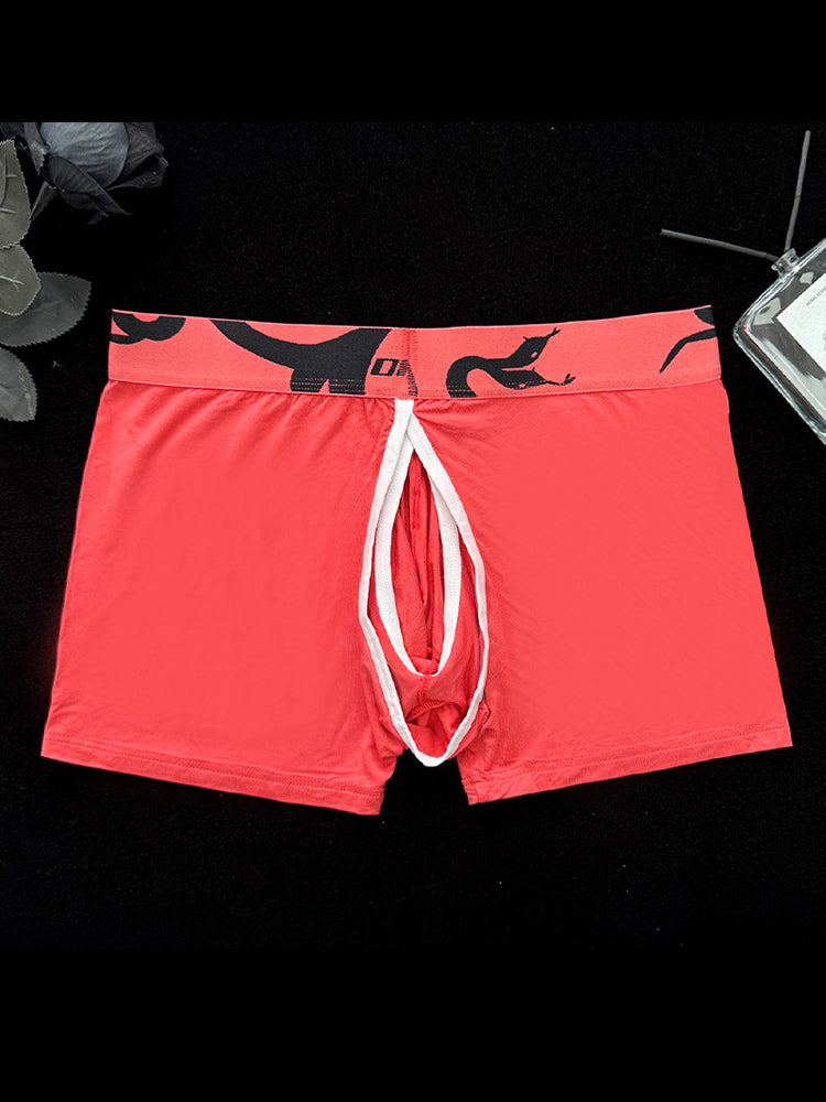 Men's Detachable Pouch Easy-Access Open Fly Modal Split-Crotch Boxers Briefs | dmunderwear detail image 15