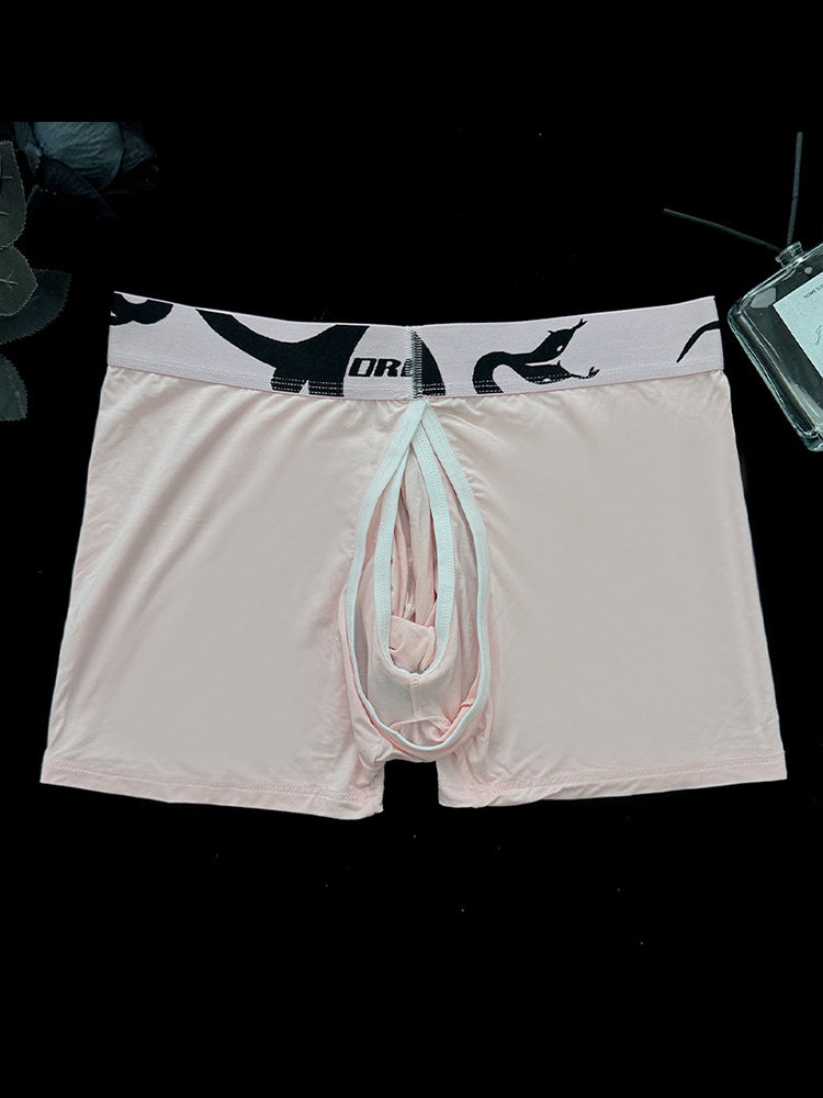 Men's Detachable Pouch Easy-Access Open Fly Modal Split-Crotch Boxers Briefs | dmunderwear detail image 16