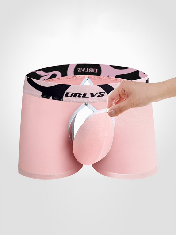 Men's Detachable Pouch Easy-Access Open Fly Modal Split-Crotch Boxers Briefs | dmunderwear detail image 18