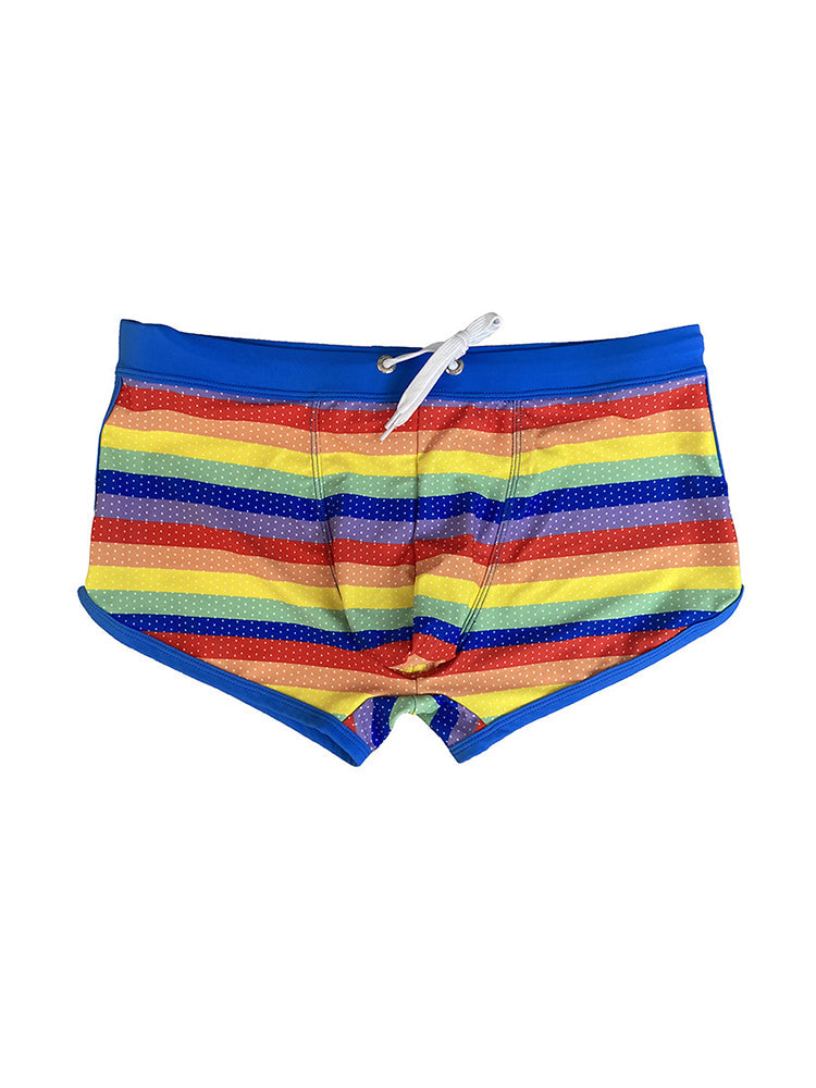 Men's Eco-Friendly Fabric Modern Cut Rainbow Striped Swim Trunks | dmunderwear variant image