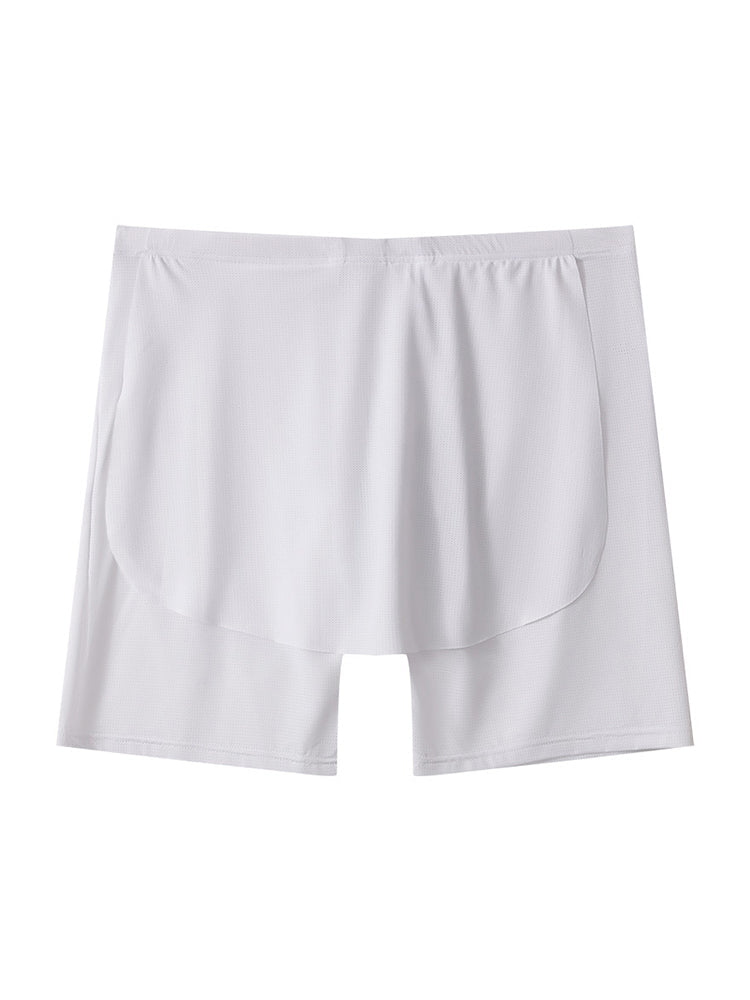 Men's Ice Silk Raised Opening Culottes Mesh Plus Length Boxer Briefs | dmunderwear variant image