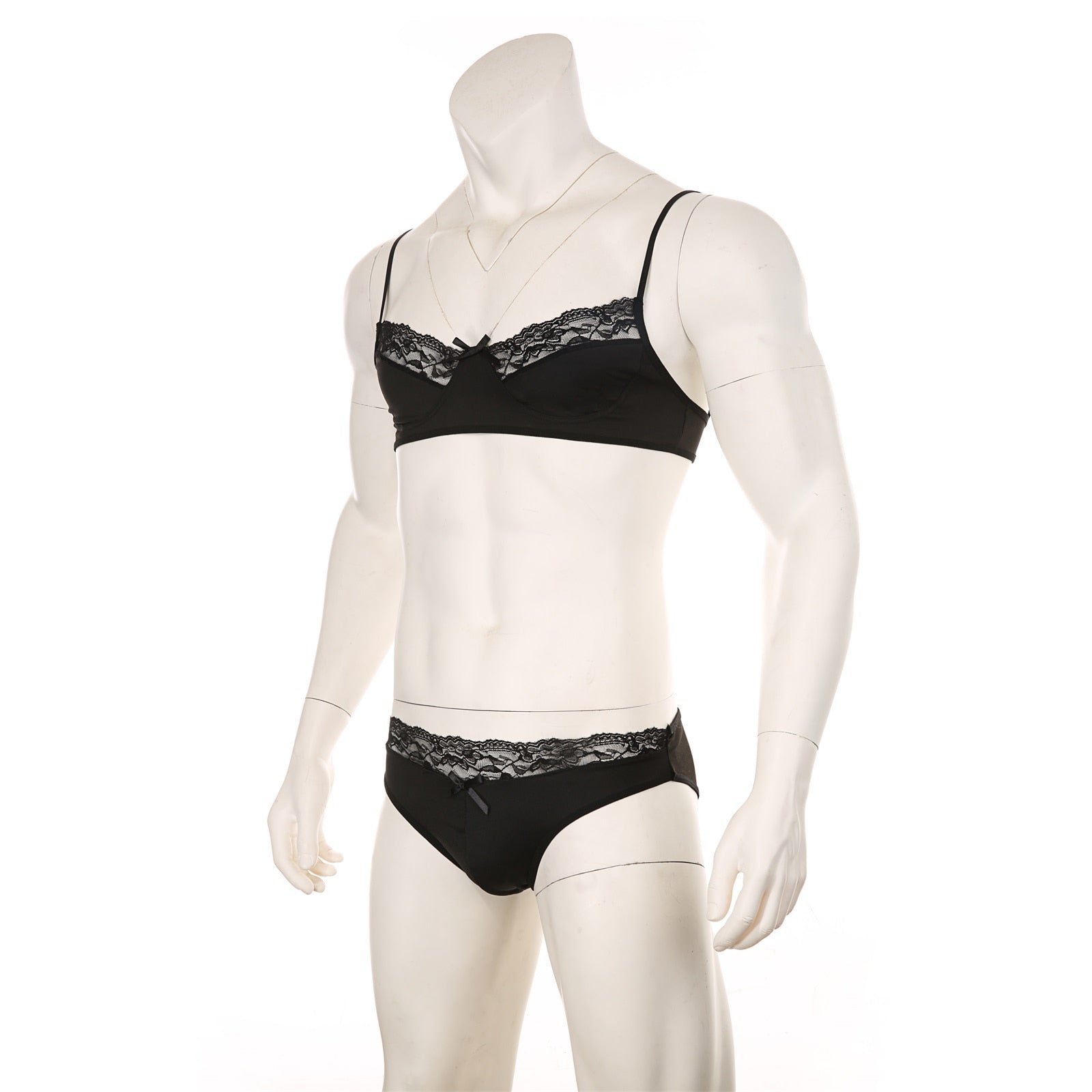 Mens Lace Lingerie Panties & Bra Set | dmunderwear detail image 12
