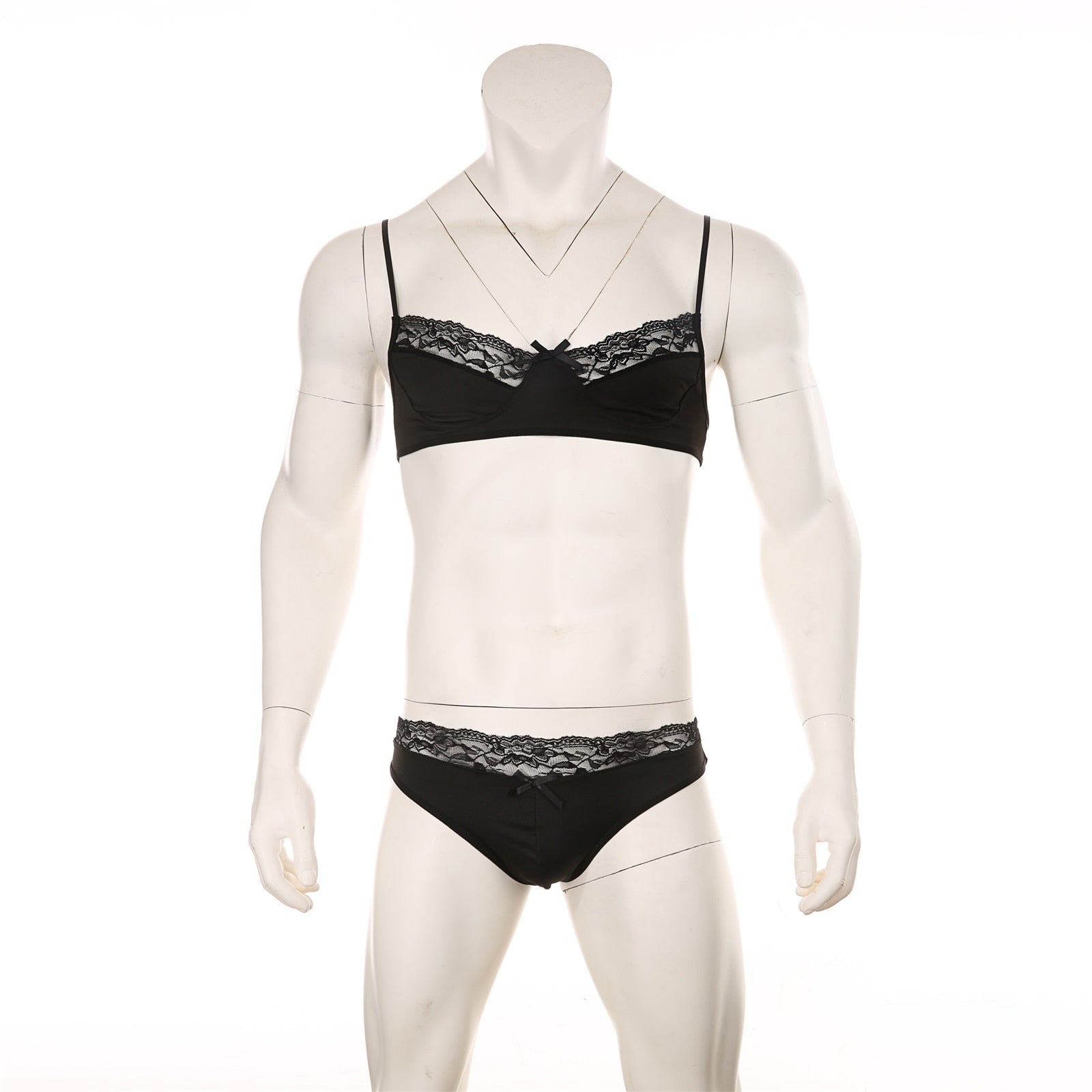 Mens Lace Lingerie Panties & Bra Set | dmunderwear detail image 3