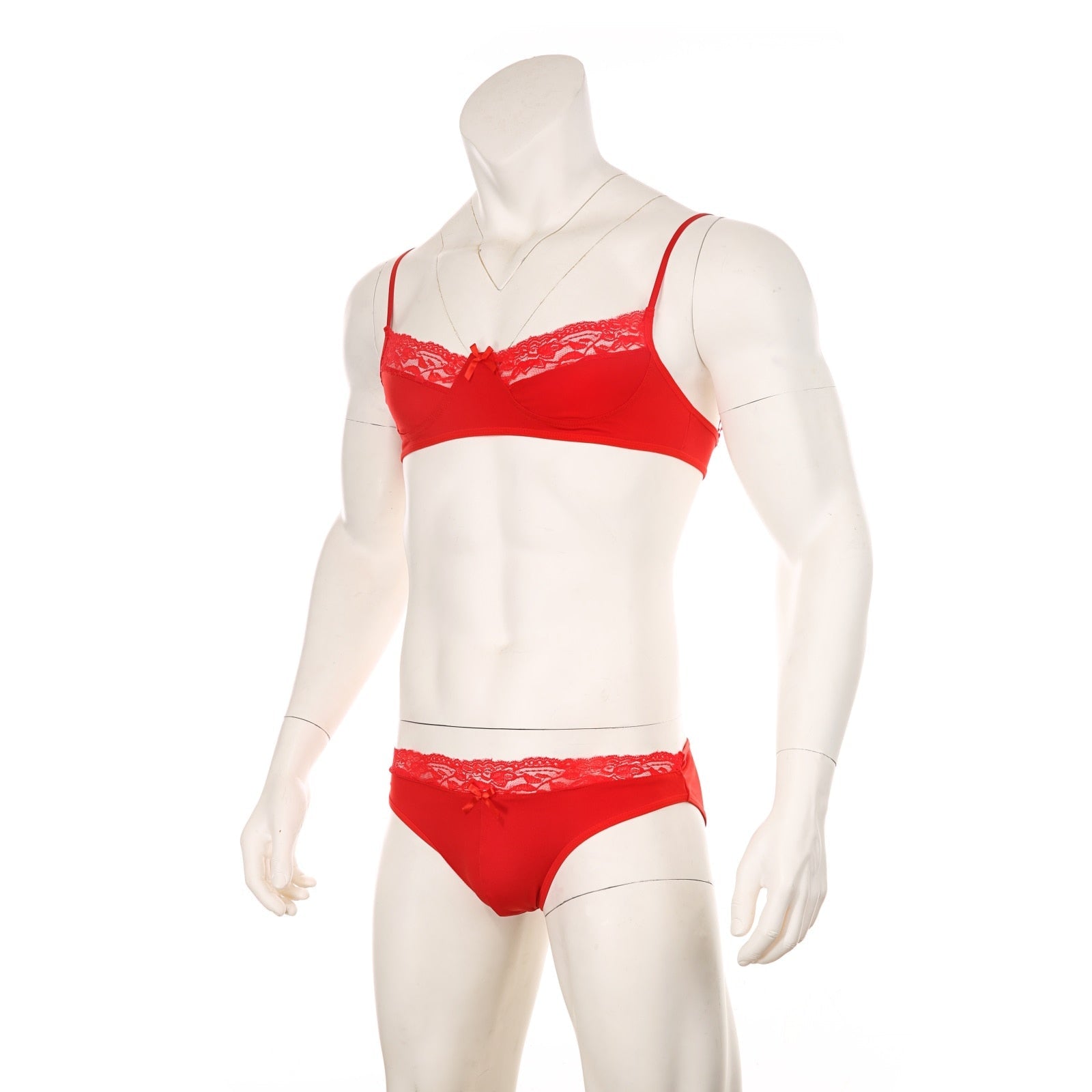 Mens Lace Lingerie Panties & Bra Set | dmunderwear detail image 9