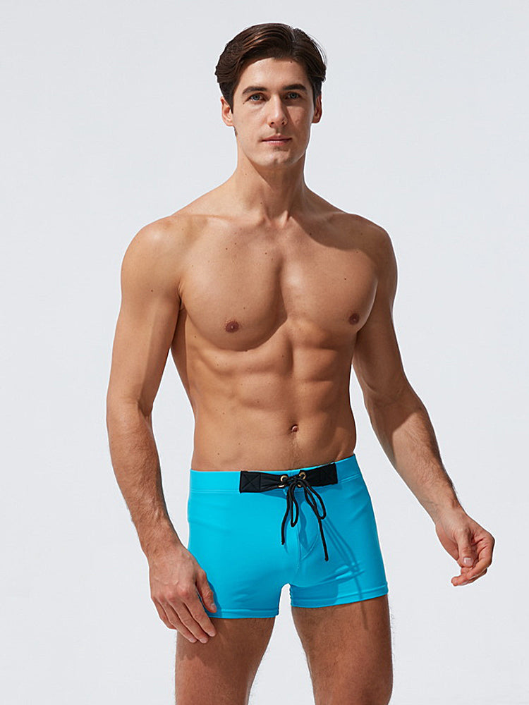 Men's Moisture-Wicking Lining Sporty Cut Stay-Put Fit Swim Shorts & Trunks | dmunderwear detail image 1