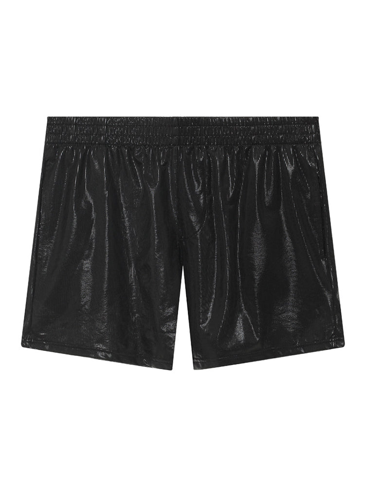 Men's Faux Leather Glossy Striped Fashion Shorts | dmunderwear variant image