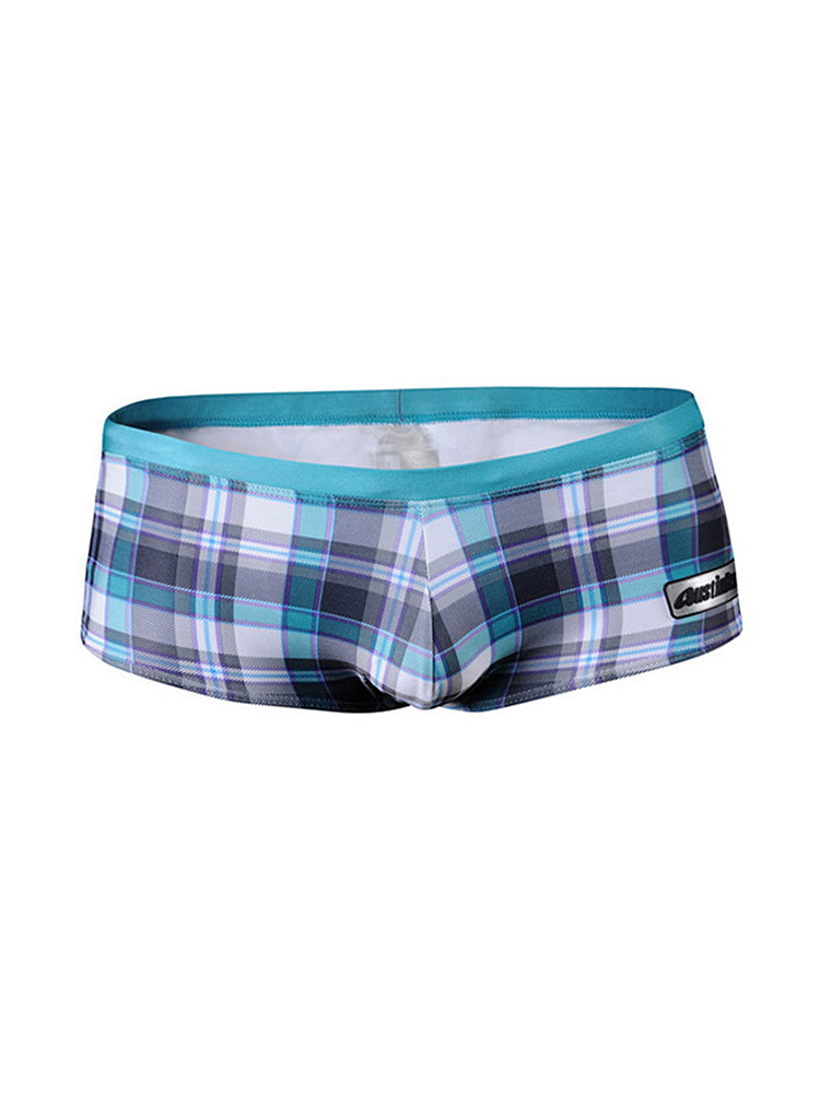 Men's Plaid Print Quick-Dry Low-Rise Swim Shorts & Trunks | dmunderwear variant image