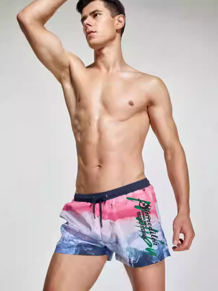 Men's Printed Athletic Cut Quick-Dry Comfy Waistband Board Shorts | dmunderwear detail image 1