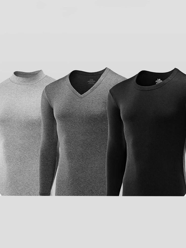 Men's Pure Cotton Mid-Neck Thin Base-Layer Seamless Comfort Thermal Sets | dmunderwear detail image 17
