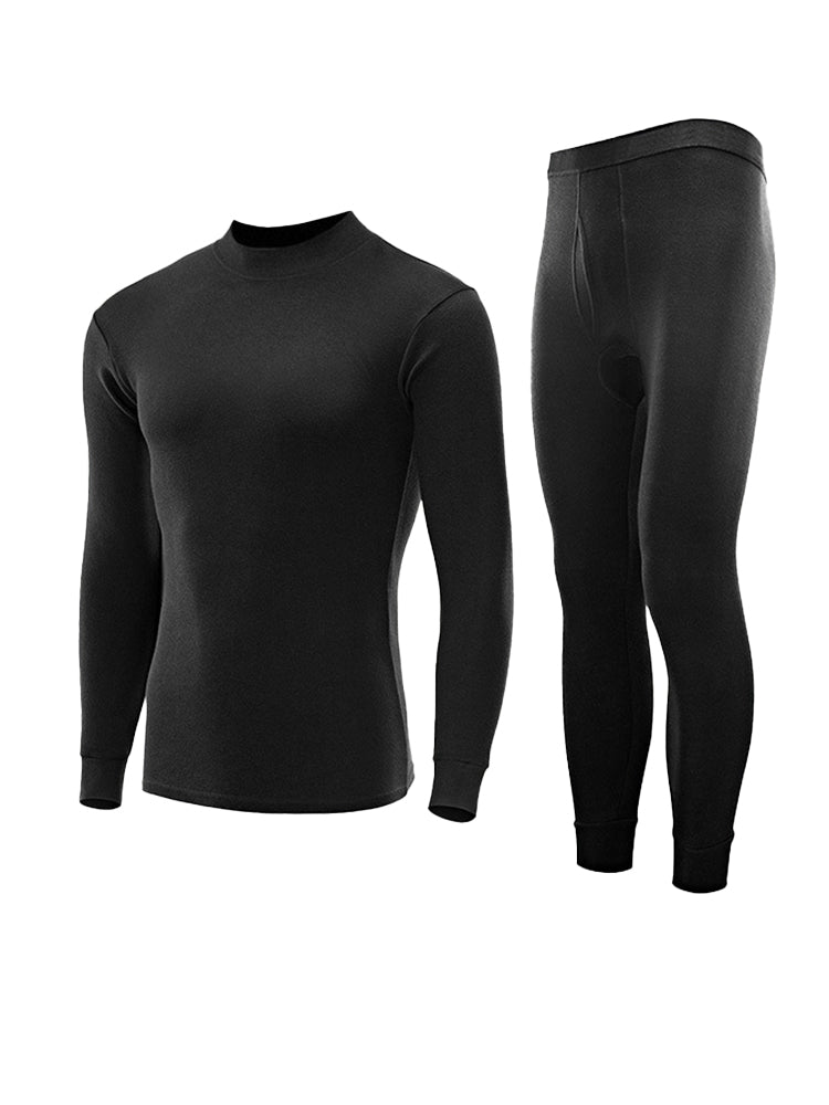 Men's Pure Cotton Mid-Neck Thin Base-Layer Seamless Comfort Thermal Sets | dmunderwear detail image 18