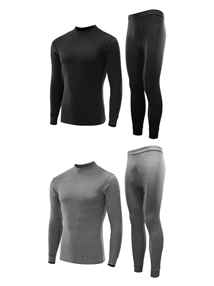 Men's Pure Cotton Mid-Neck Thin Base-Layer Seamless Comfort Thermal Sets | dmunderwear variant image