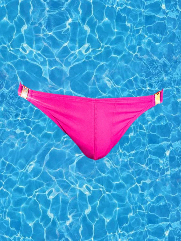 Men's Quick-Dry Odor-Control Solid Color Side Snap Swim Briefs | dmunderwear detail image 1